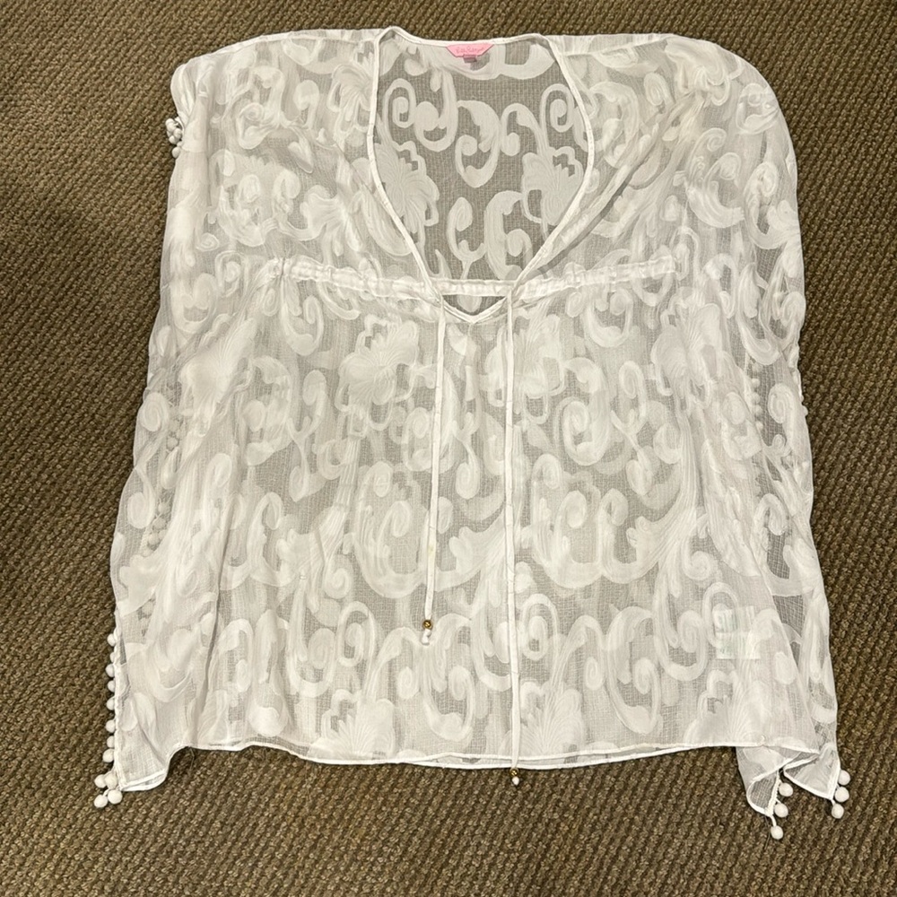 Lilly Pulitzer white drawstring cover up